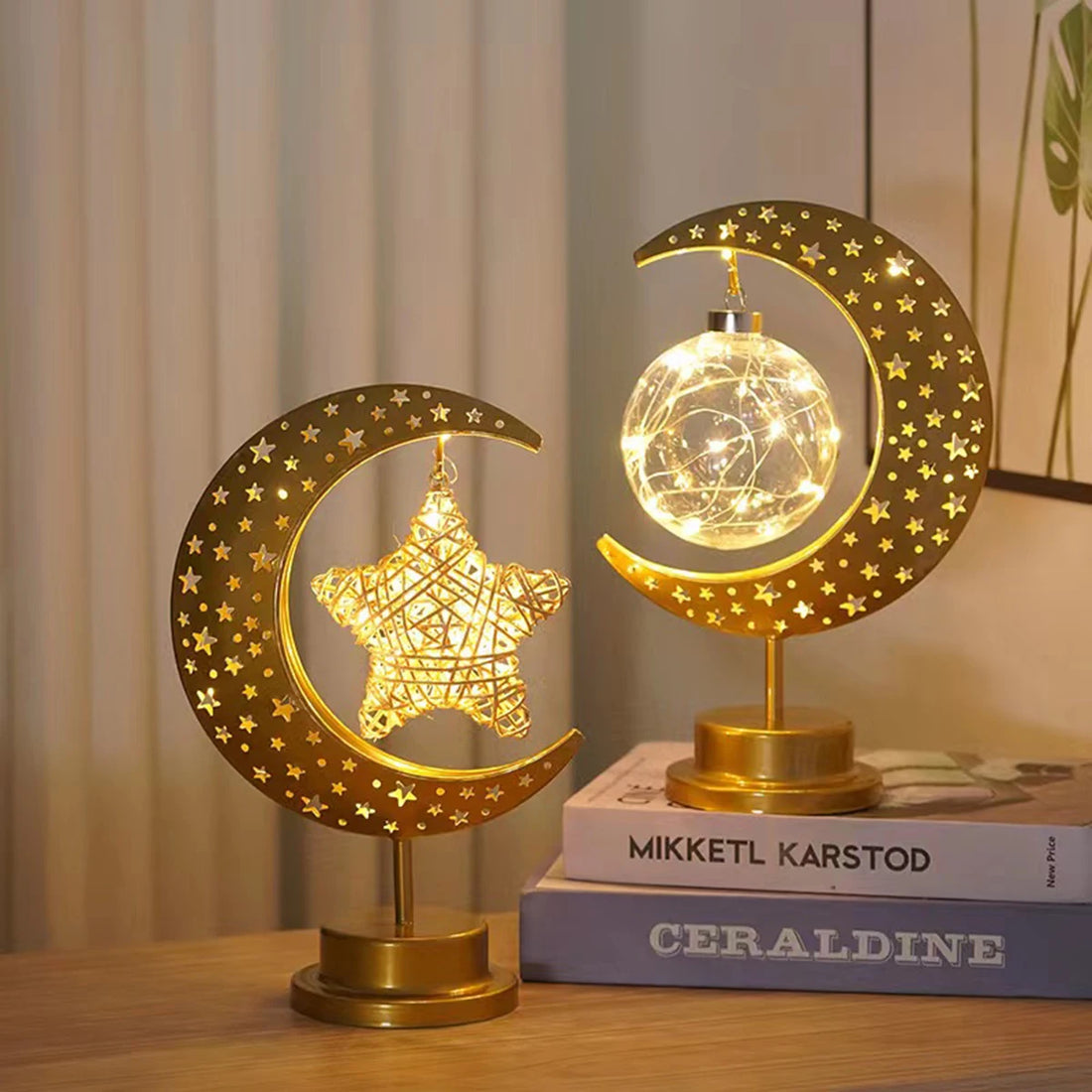 Golden Moon Star Night Light Muslim Ramanda Festival Decoration