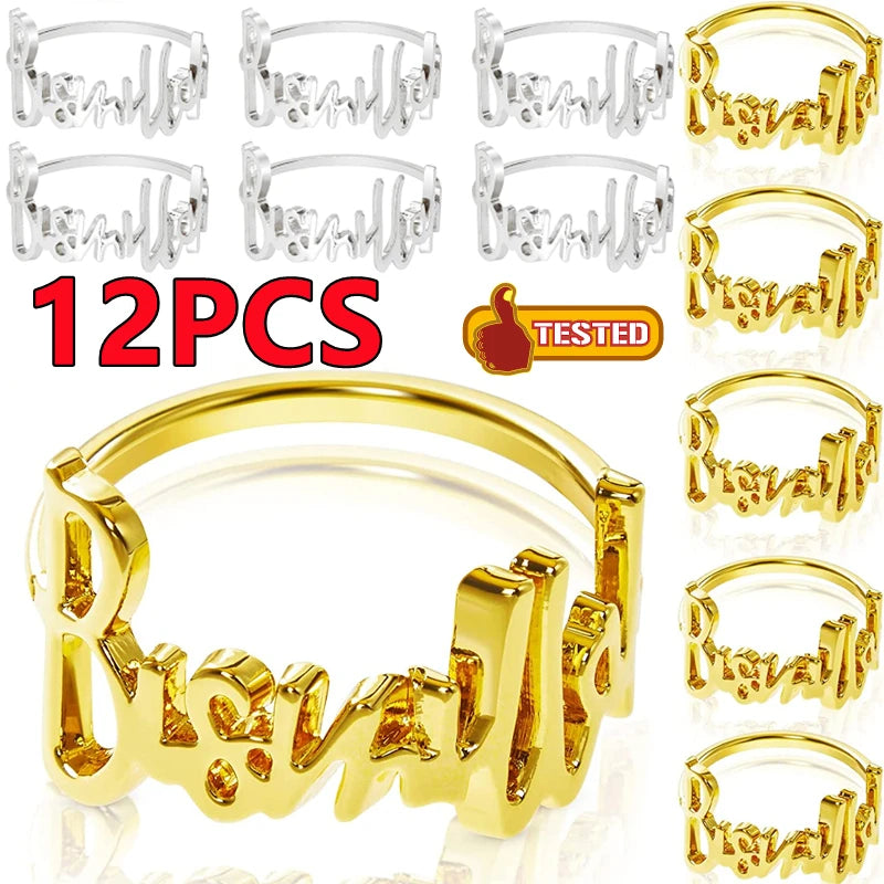 12/6PCS Blessing Bismillah Napkin Rings Eid Mubarak Party Decor