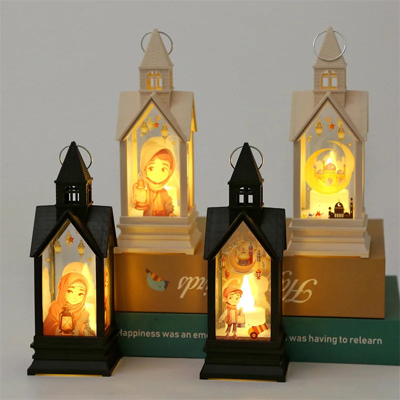 Creative Eid Decoration Lantern Vintage Ramadan Wind Table Lamps Islam Muslim Led Night Light Party Decor Supplies Home Ornament